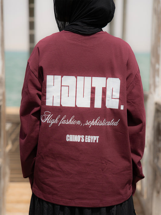 BURGUNDY LONG SLEEVE T-SHIRT