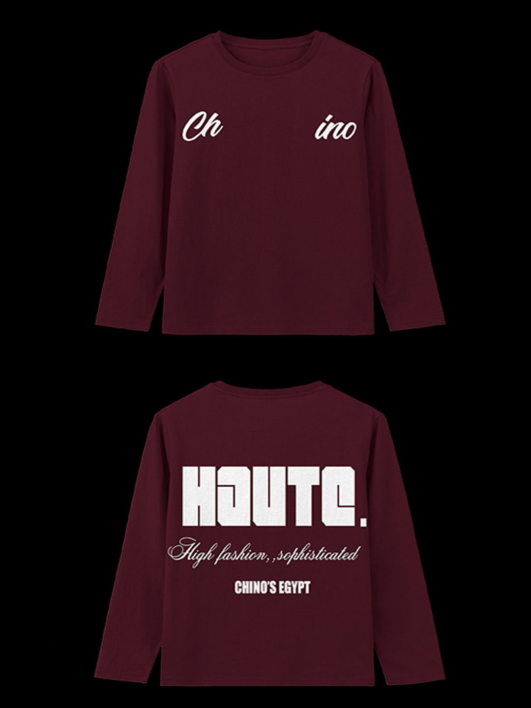BURGUNDY LONG SLEEVE T-SHIRT