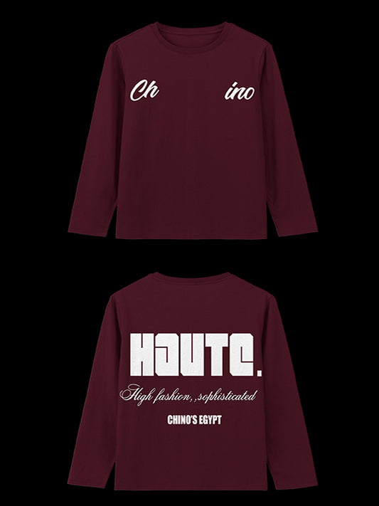 BURGUNDY LONG SLEEVE T-SHIRT