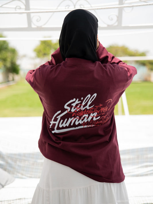 BURGUNDY LONG SLEEVE T-SHIRT