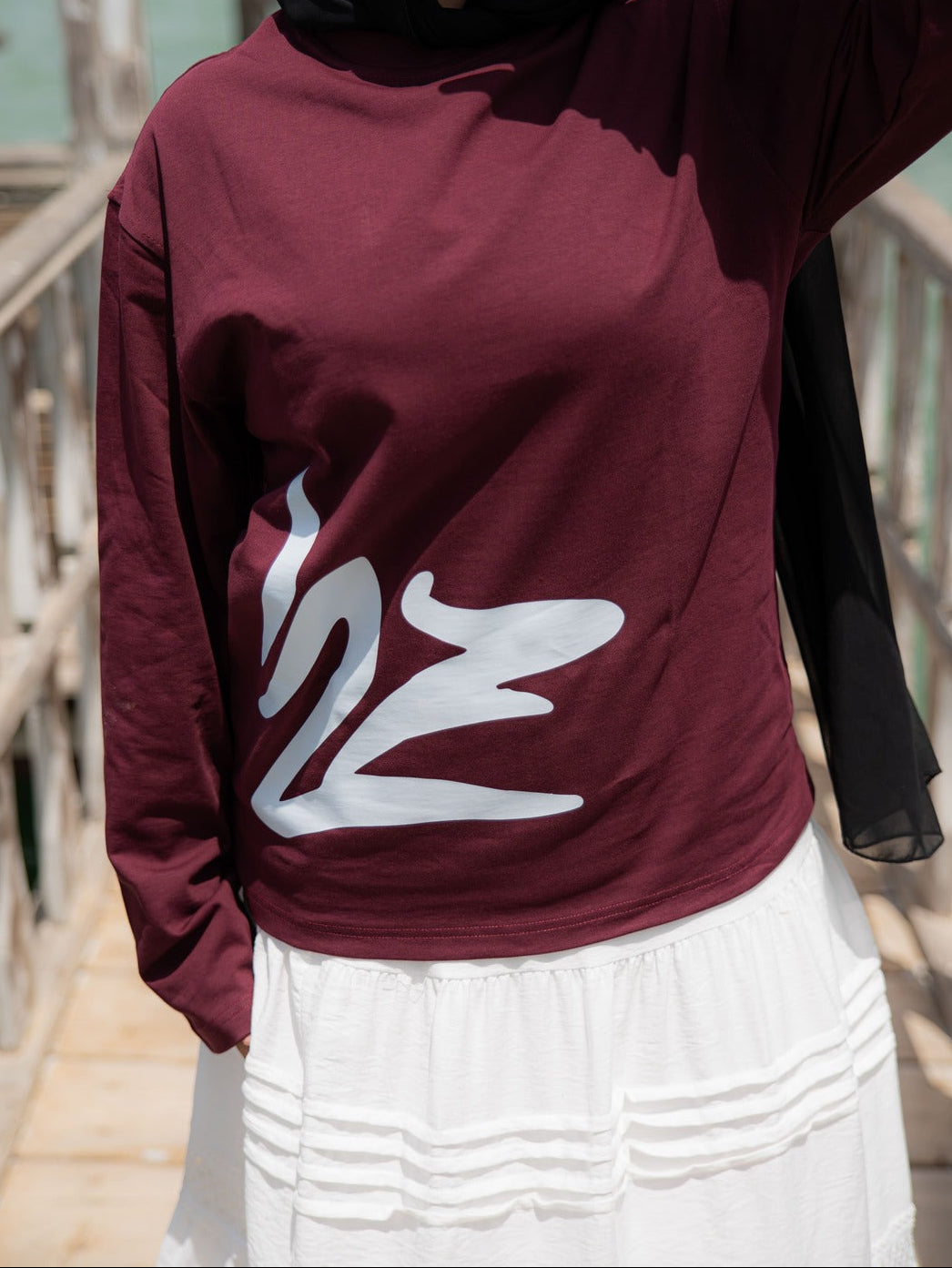 Burgundy long sleeve t-shirt