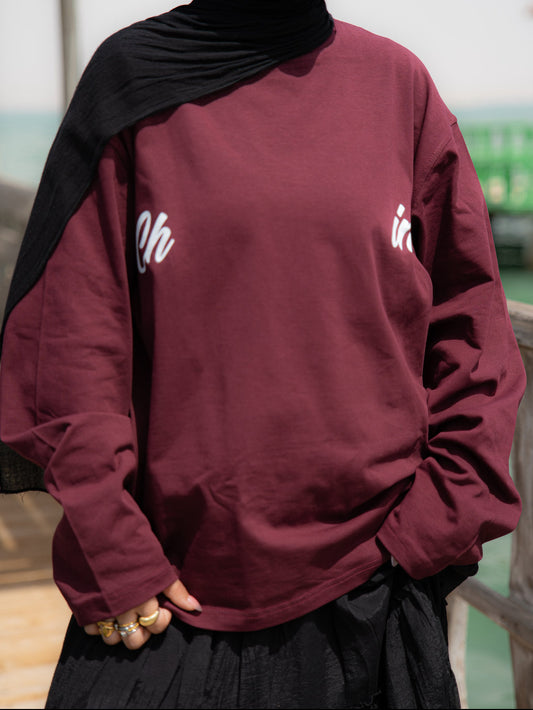 BURGUNDY LONG SLEEVE T-SHIRT