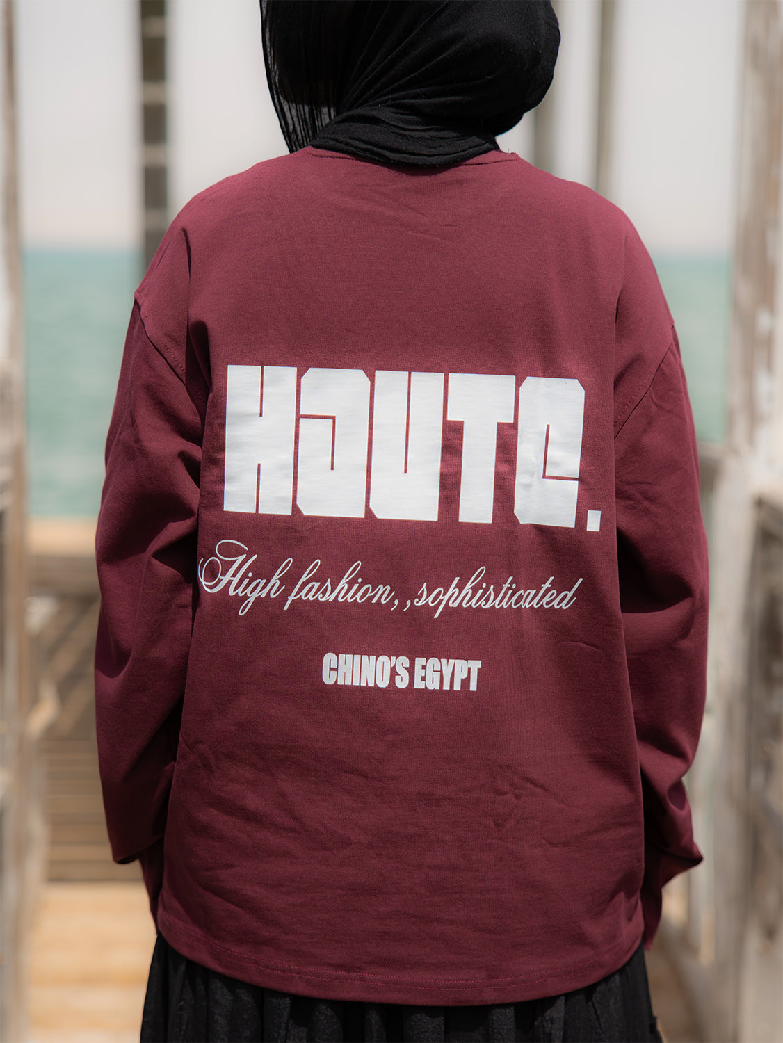 BURGUNDY LONG SLEEVE T-SHIRT