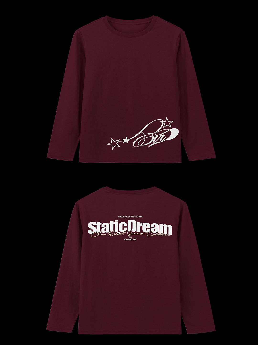 BURGUNDY LONG SLEEVE T-SHIRT