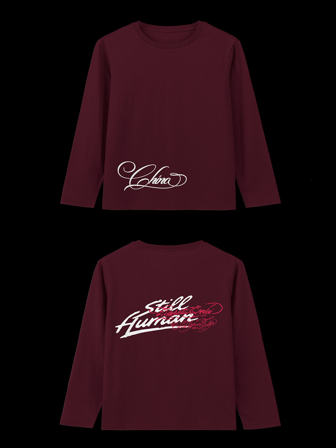 BURGUNDY LONG SLEEVE T-SHIRT